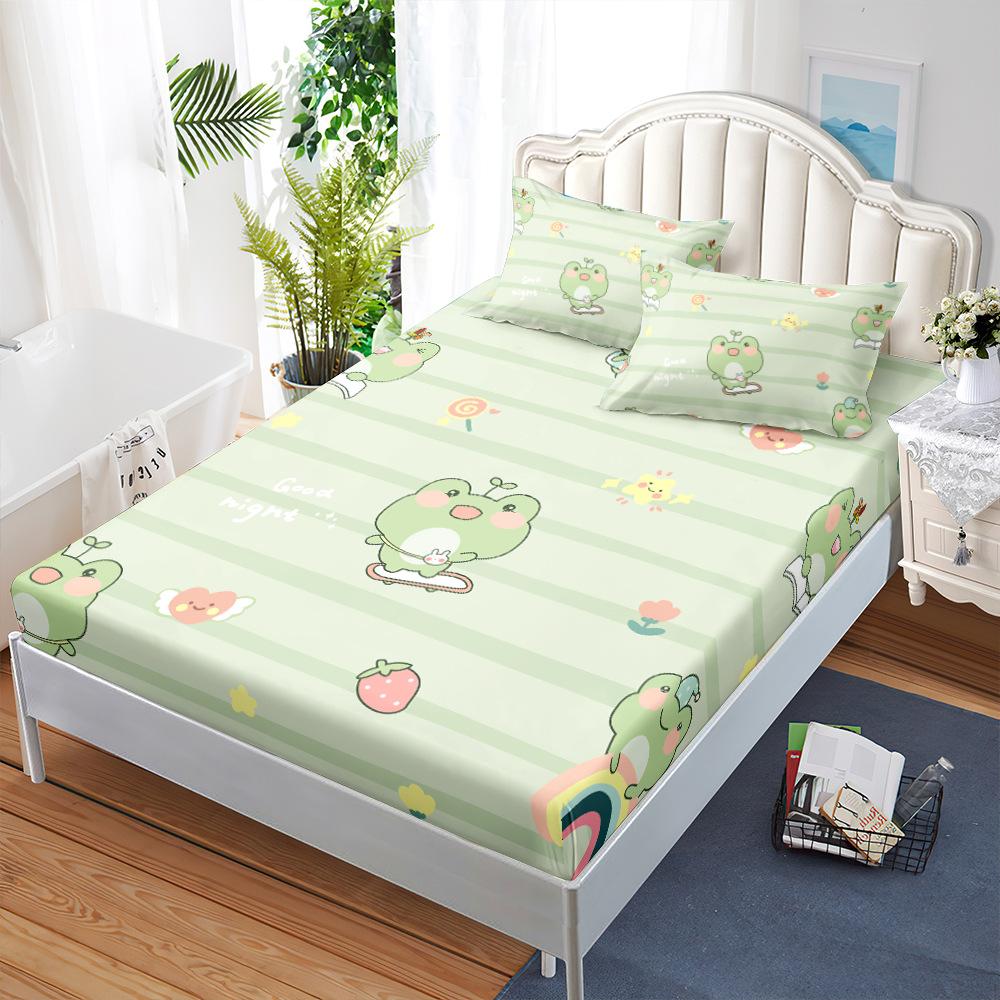 Three-Piece Mattress, Mattress Cover, Cartoon Frog Dust Mattress Protective Cover