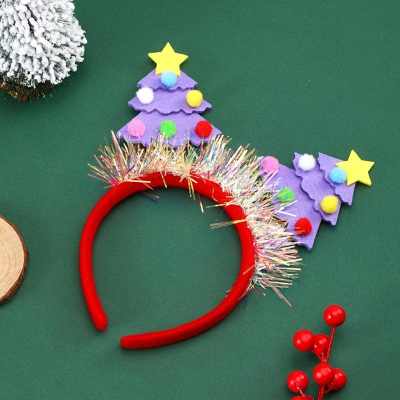 Saisonaler Spaß mit grünem Stoff Weihnachtsbaum Stirnband Einfach zu tragendes Stirnband Ornament für Kinder und Erwachsene Partykostüme