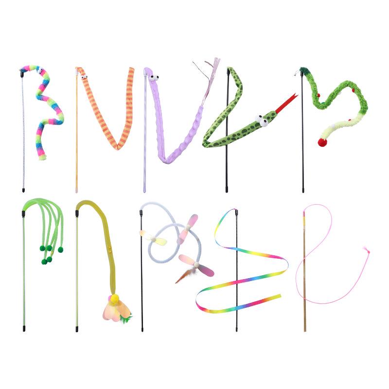 Pet Supplies Feather Bell Fairy Teaser Wand Collection - Interactive Cat Toys