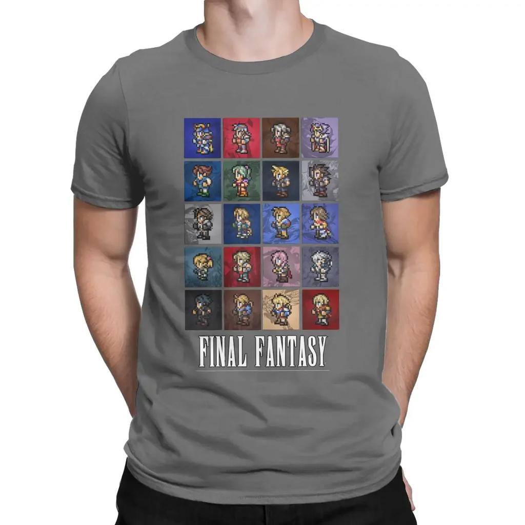 Cool Tees Video Games Round Collar Tshirt Pure Cotton Graphic Printed Clothes Final Fantasy All Ff Pixel Sprite Unisexs Shirt X
