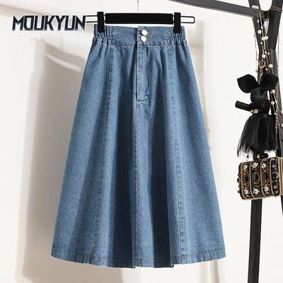 Women Loose Denim Skirts Spring Korean Fashion Medium Length Casual High Waist Skirt