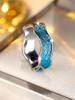 Fashion Blue Enamel Vintage Silver Color Wedding Bands Engagement Rings For Women Men Minimalist Jewelry