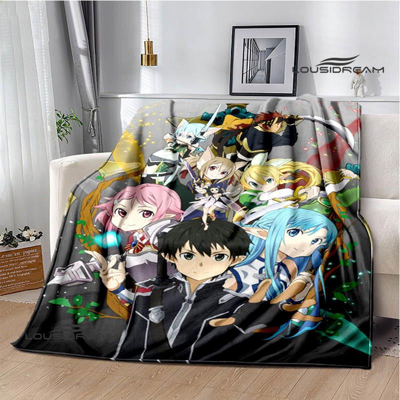 Cartoon Sword Art Online Printed Blankets Picnic Blanket Warm Flannel Blankets Home Bed Linings Blankets for Beds Birthday Gift
