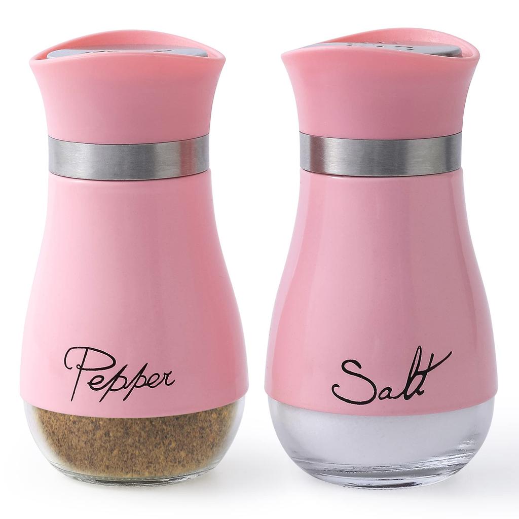 Lonffery Salz- und Pfefferstreuer, Edelstahl und Glasflasche, 2er-Set, Türkis