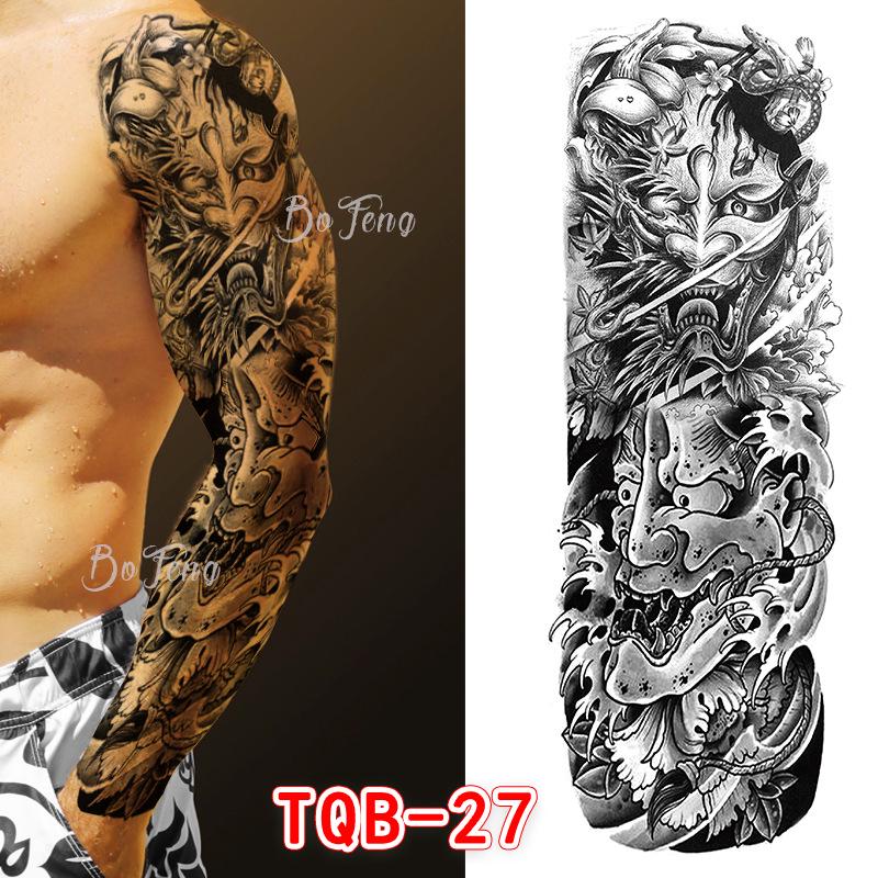 Waterproof Full Arm Floral Tattoo Stickers - Cross-Border Design for Europe & America
