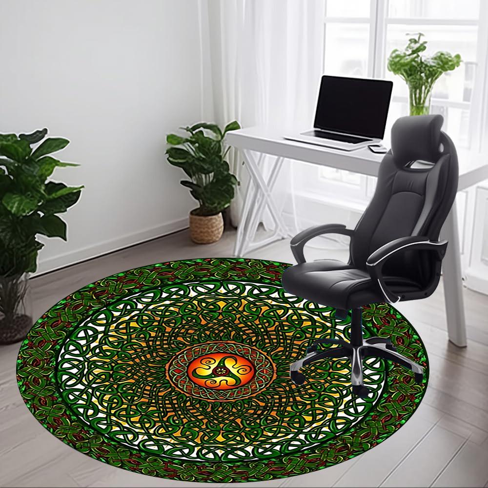 1pc Celtic Knotwork Design Chair Carpet for Office Non-Slip, Machine Washable Rug for Office - Holiday DecorMachine Made Yy251029115