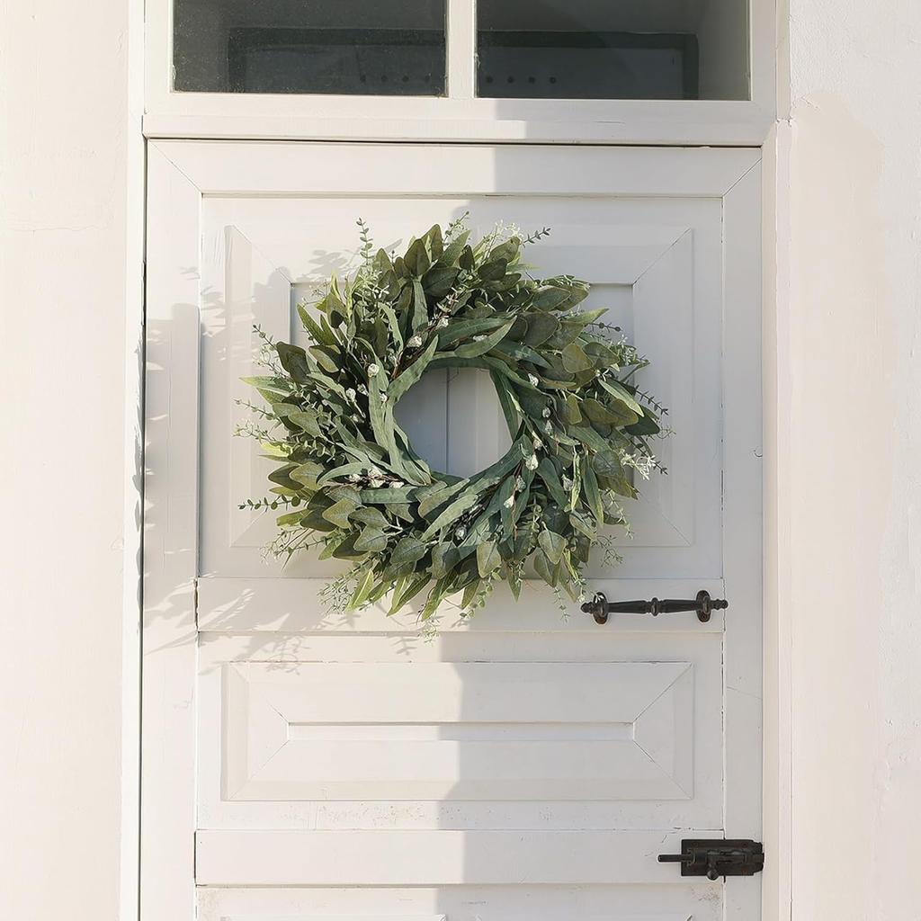 26" Eucalyptus Wreath for Front Door - Large Artificial Greenery Outdoor Wreath for Porch, Window,Farmhouse,Home,Holiday,Hanging Decor- Spring,
