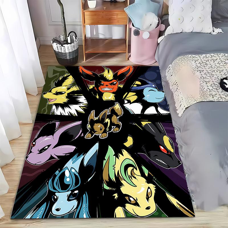 Japanese Anime Pokemon Pikachu Eevee Large Area Rug 3D Carpet Home for Living Room Kids Bedroom Sofa Doormat Children Floor Ma