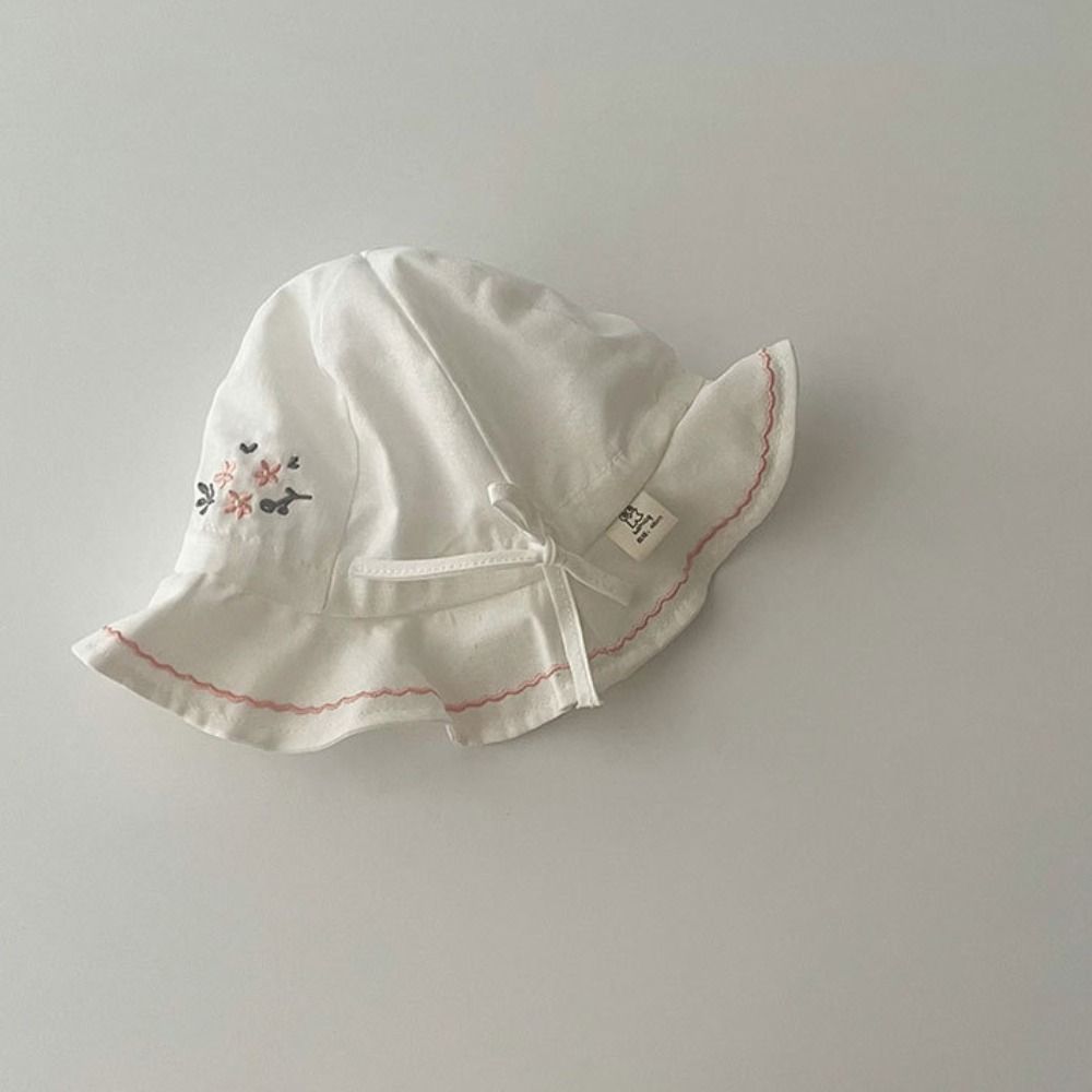 Pleated Baby Sunhat Flower Toddle Fisherman Hat Adjustable Infant Bucket Hat Boy