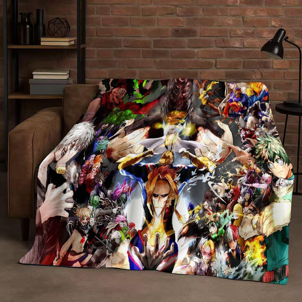HD Anime My Hero Academia Bakugou Deku Cartoon Flannel Blanket,Ultra Soft Warm Plush Throw for Home Bedroom Bed Sofa Cover Kids