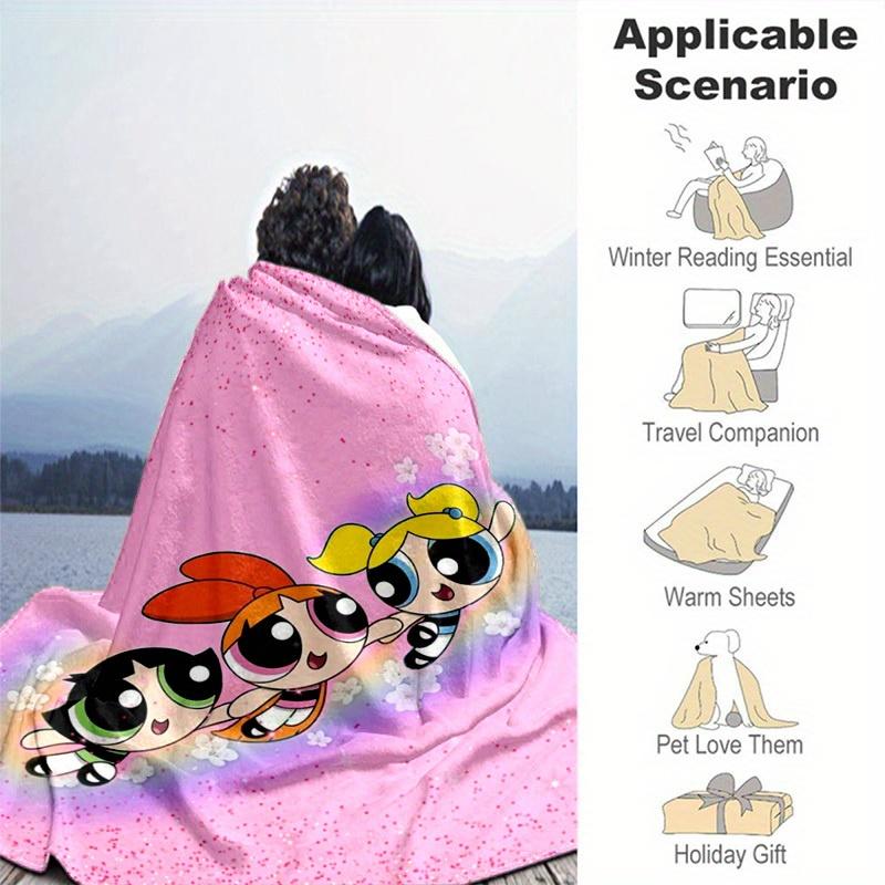 1pcPowerpuff Plush Blanket - Soft and Comfortable for All Seasons, Makes a Gr