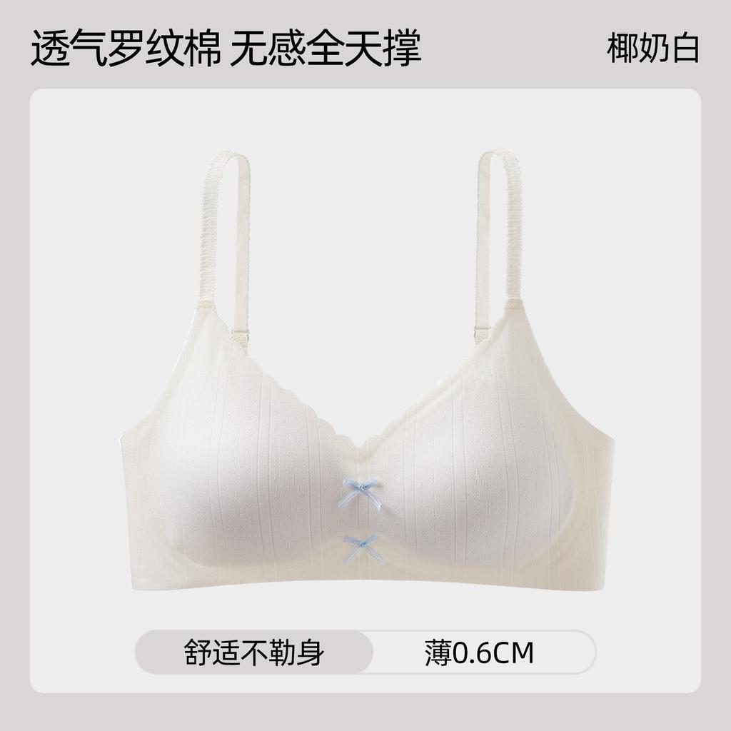 Traceless women's big anti-sagging breast bra without steel ring jelly strip soft support bra