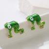 1 Pair, Green Frog Earrings, Cute Green Frog Stud Earrings, Fun Frog Climbing Earrings.