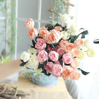 1 Zweig künstliche Blumen PE Rose 6 Köpfe Blumenstrauß Hochzeit Zuhause gefälschte Blume Party DIY Dekoration