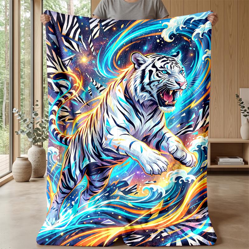 Energetic Cosmic Trio Theme Blanket Lightweight Warm Flannel Blanket Decorative Throw Blanket for Home Decoration
