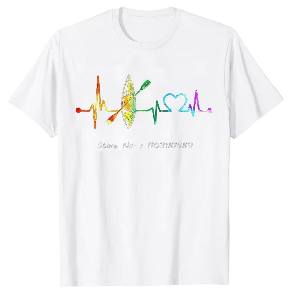 

Любитель каякинга Мое сердцебиение - каяк Футболка винтажного цвета для мужчин Новые топы футболки Мужская футболка Простой стиль Короткий рукав S