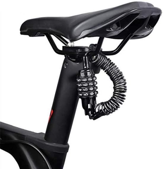 SpyFlyLie Bicycle 180cm Combination Cable Lock for Bicycles and Customizable PIN Lightweight Lock, Long, 4-Digit Motorcycles, Keyless, Password, Code,