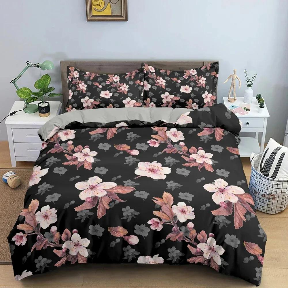 Flowers Duvet Cover Set Floral Pattern Comforter Cover Bedding Set Personality Quilt Cover With Pillowcase Queen King Bedclothes