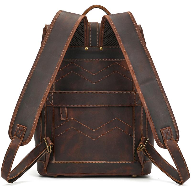 New Design 2026 crazy horse leather men's computer bag male leather backpack and retro large capacity school backpack bag