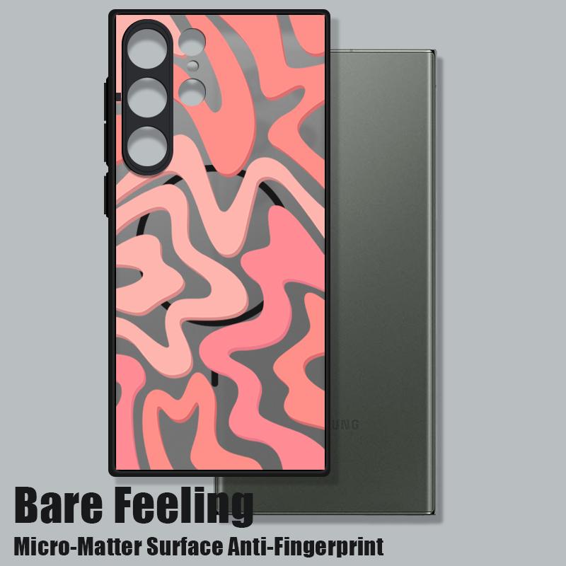 Magnetic Stripes Pattern Case For Samsung Galaxy S25 S24 Ultra S23 S21 S24 S20 FE S22 Plus For Magsafe Matte Hard PC Phone Cover