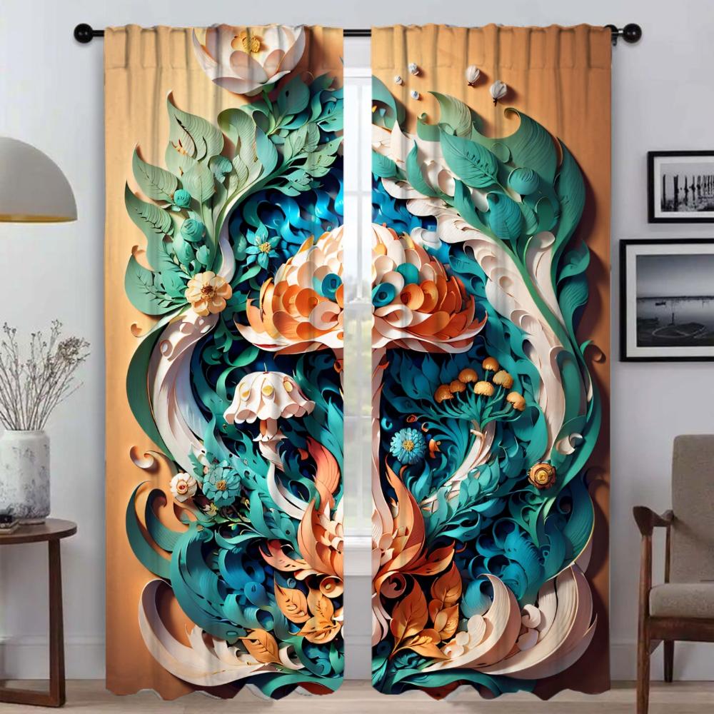 3D Printing Kitchen Curtains for Camera Partition Blackout Curtain for Room 2 Panel Home Interior Curtains Blinds Shades Living