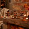 Vintage Halloween Party Supplies 3Pcs Wooden Pumpkin Scarecrow Ornaments, Table Centerpiece, Handcrafted Autumn Favors Desktop Decoration for