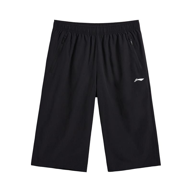 Li-Ning Fashionable Versatile Comfortable Soft Seven-Point Sports Casual Shorts Unisex shorts Black AKQV067-1