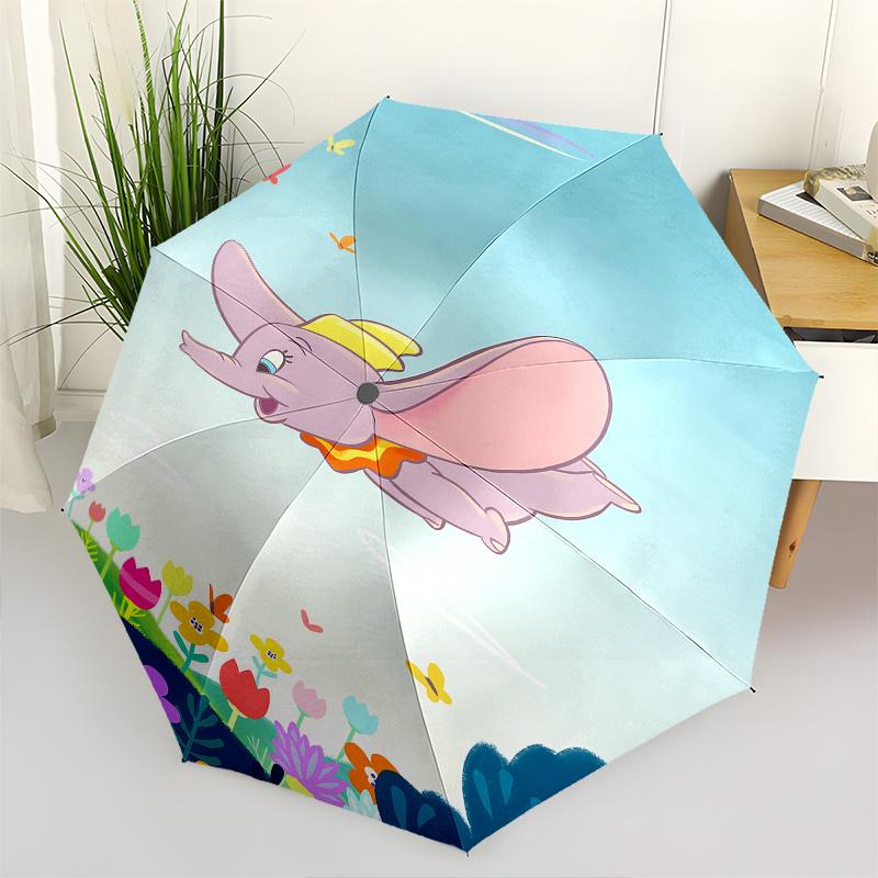 Dumbo, Flowers Automatic Opening and Closing Umbrella, Compact Travel Umbrella, Lightweight and Portable, Suitable for Beach Commuting Busin