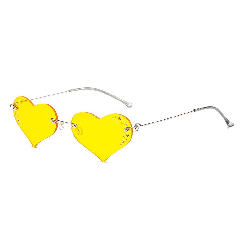 Cycling Fashion Heart Shaped Ocean Glass Sunglasses Ultra Light Popular Diamond Frameless Glasses Street Shooting Eyeglasses