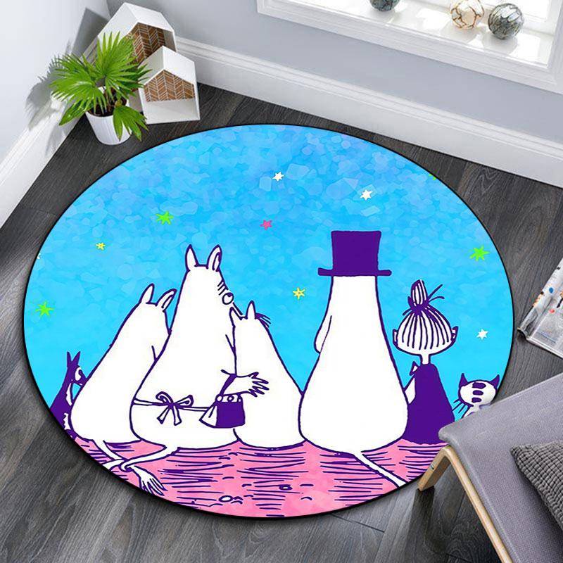 Moomin2,Round Area Rug,Carpet Rug for Living Room Bedroom Sofa Playroom Decor,Non-slip Floor Mat