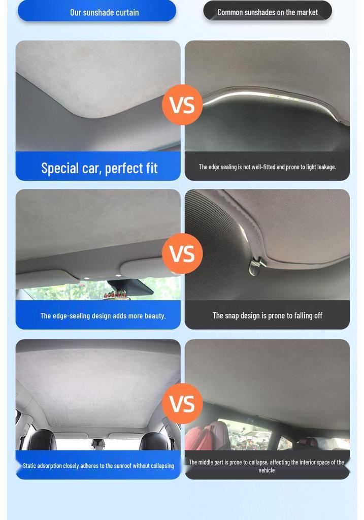 Panoramic Sunroof Sunshade: Nano-Adsorption Heat Insulation & Light Blocking Curtain