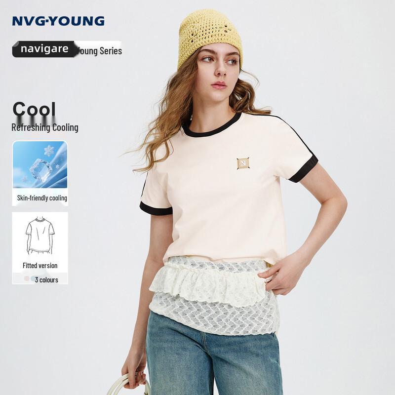 NVG·YOUNG Women s Color-Block Cooling Short Sleeve T-Shirt L