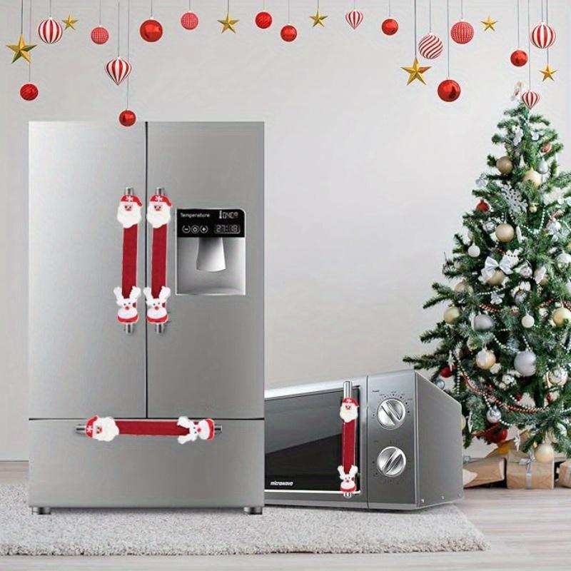 Christmas Refrigerator Handle Santa Snowman Kitchen Appliance Covers Christmas Kitchen Decor,Microwave Handle Protector Covers
