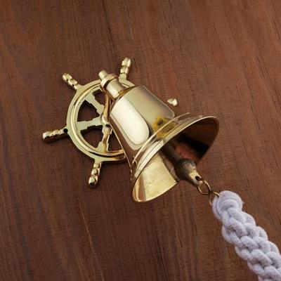 Mässingsratt Fartyg Bell Rep Nautical Maritime Väggdekor Stranddekor