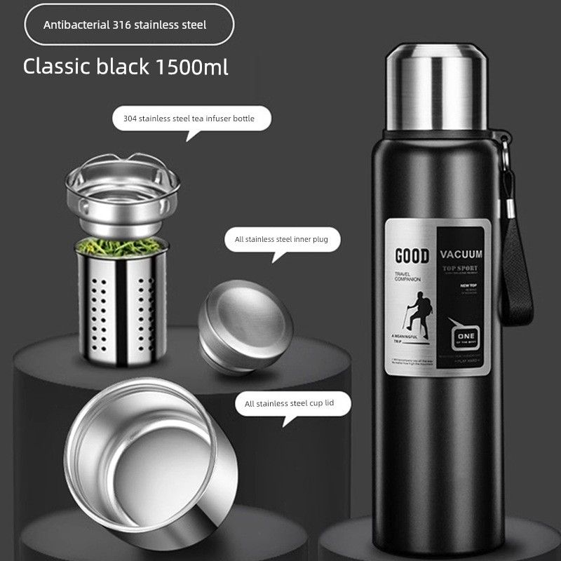316 Stainless Steel Inner Tank Vacuum All-Steel Thermos Pot for Men's Outdoor Travel and Mountaineering Large-Capacity Thermos Cup