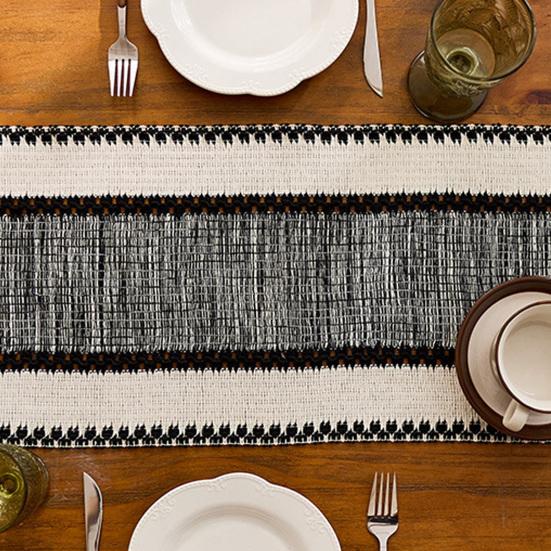 Bohemian Table Runner Striped Table Runner with Tassels Rustic Fringed Table Runner for Home Farmhouse Dining Table Decor