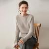 Women's Cashmere Round Neck Cable Knit Sweater - Thick, Loose Cuffs, Slit Design