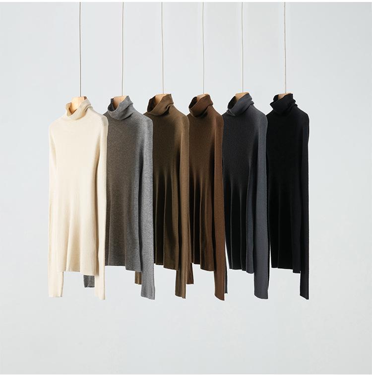Early Autumn Cashmere & Mulberry Silk High-Neck Slim Fit Knitted Sweater for Women