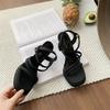 Sandals Sexy Espadrilles Platform Buckle Strap 2024 Women's Square Toe Ladies Shoes Summer High Heels Suit Female Beige Lacquere