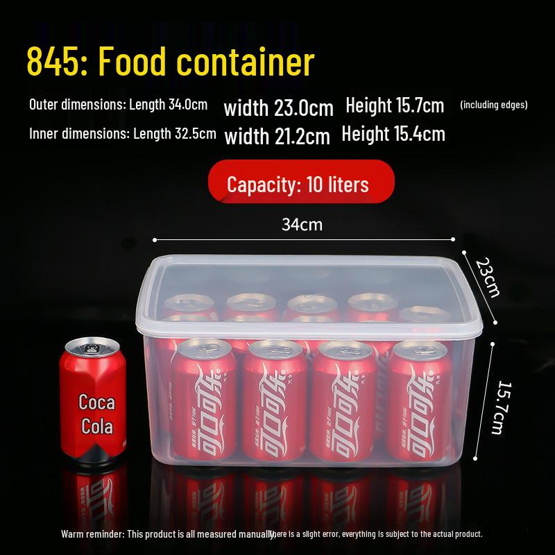 Clear Plastic Rectangular Food Storage Box with Sealed Lid for Refrigerator