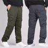 Army Green Men's Pure Cotton Outdoor Work Pants: Windproof, Straight Leg, Multi-Pocket, Loose Fit for Mountaineering and Casual Wear.