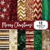 12 Sheets 6x6" Christmas Scrapbook Paper Pad - 160gsm Acid-Free Single-Sided | Glitter Snowflake Confetti Decorative Paper
