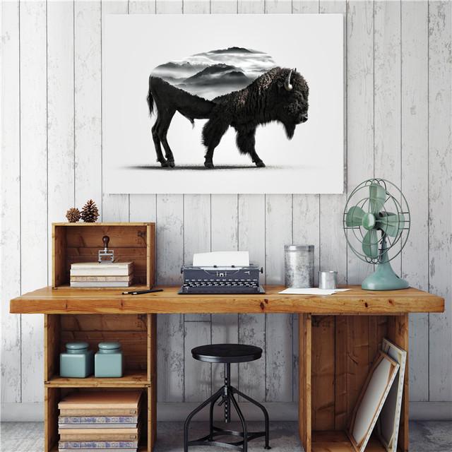 Scandinavian poster, canvas, flying eagle, forest, natural silhouette, wall art print, home decoration, oil painting without frame