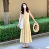 [Original practice + inner lining] Vest dress light yellow women's clothing summer dopamine sweet age reduction a word