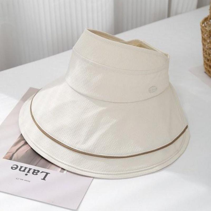 Summer Hats For Women Foldable Sun Visor Cloth Simple Wide Brimmed Sunscreen Sun Hat Female Casual Packable Sunhat New