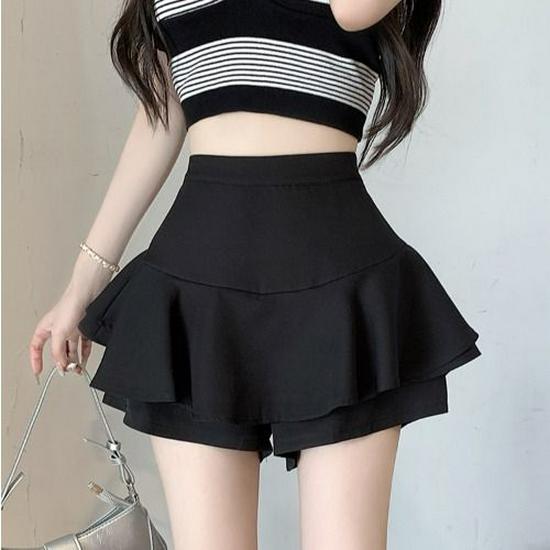 

New Pure Desire High-Waisted A-Line Puff Skirt Pants - Summer Midi Skirt L (recommended for 50-55 kg) чорний