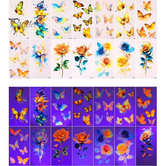 Removable Tattoo Stickers 5 Sheets Butterfly Stickers, Waterproof Temporary Flower Tattoos, Colorful Non-irritating Decals Face Body Tattoos
