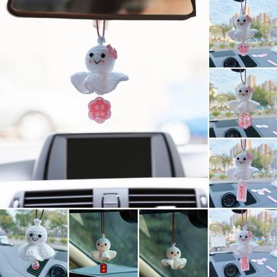 Crochet Sunny Doll Car Charm Handmade Knitted Car Rear View Mirror