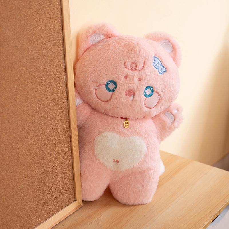 38Cm Standing Cartoon Cat Plush Toy Stuffed Adorable Animal White Black Pink Sleeping Companion Back Head Support Plushie