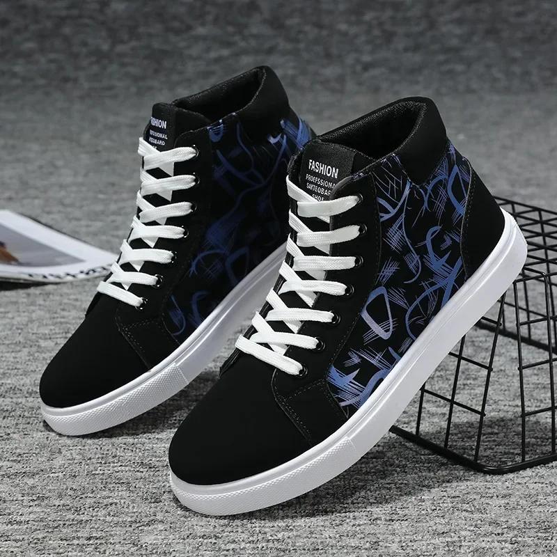 Men'S Sneakers Fashion High Top Canvas Shoes Autumn New Casual Shoes For Men Lace Up Platform Vulcanized Shoes Big Size48